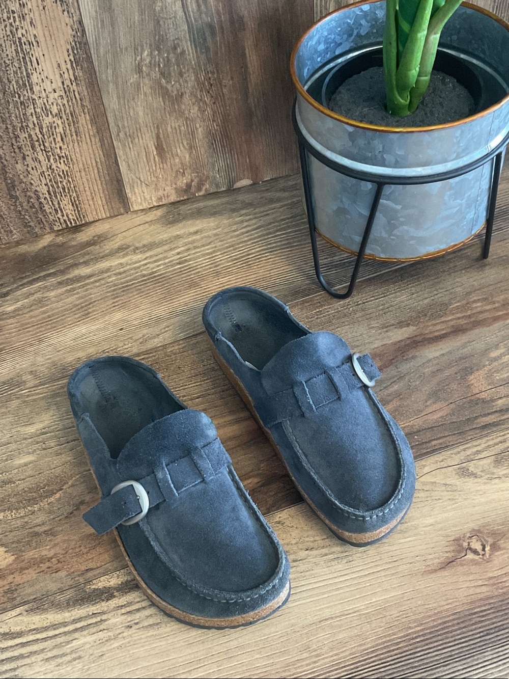Birkenstock Navy Blue Buckley Clog Slip On Moccasin Style Shoes 37